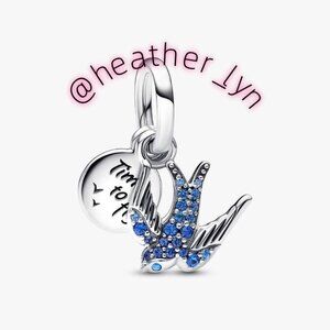 Pandora Sparkling Swallow & Quote Double Dangle Charm